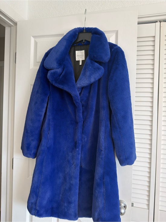 Avec Les Filles Jackets & Blazers - Avec Les Filles Elegant Cobalt Blue Faux Fur Coat
